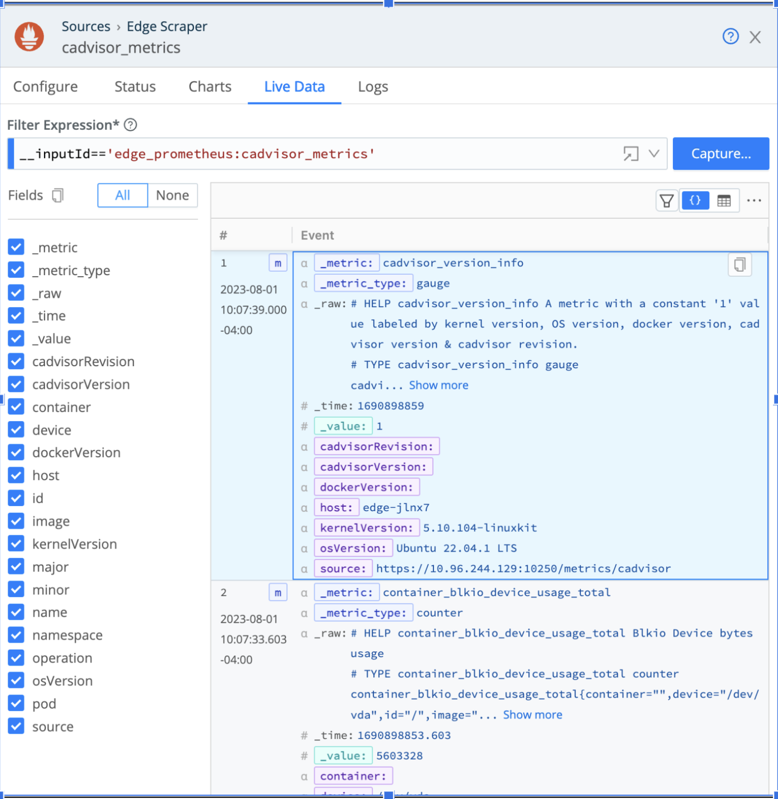Live Data: Prometheus Edge Scraper