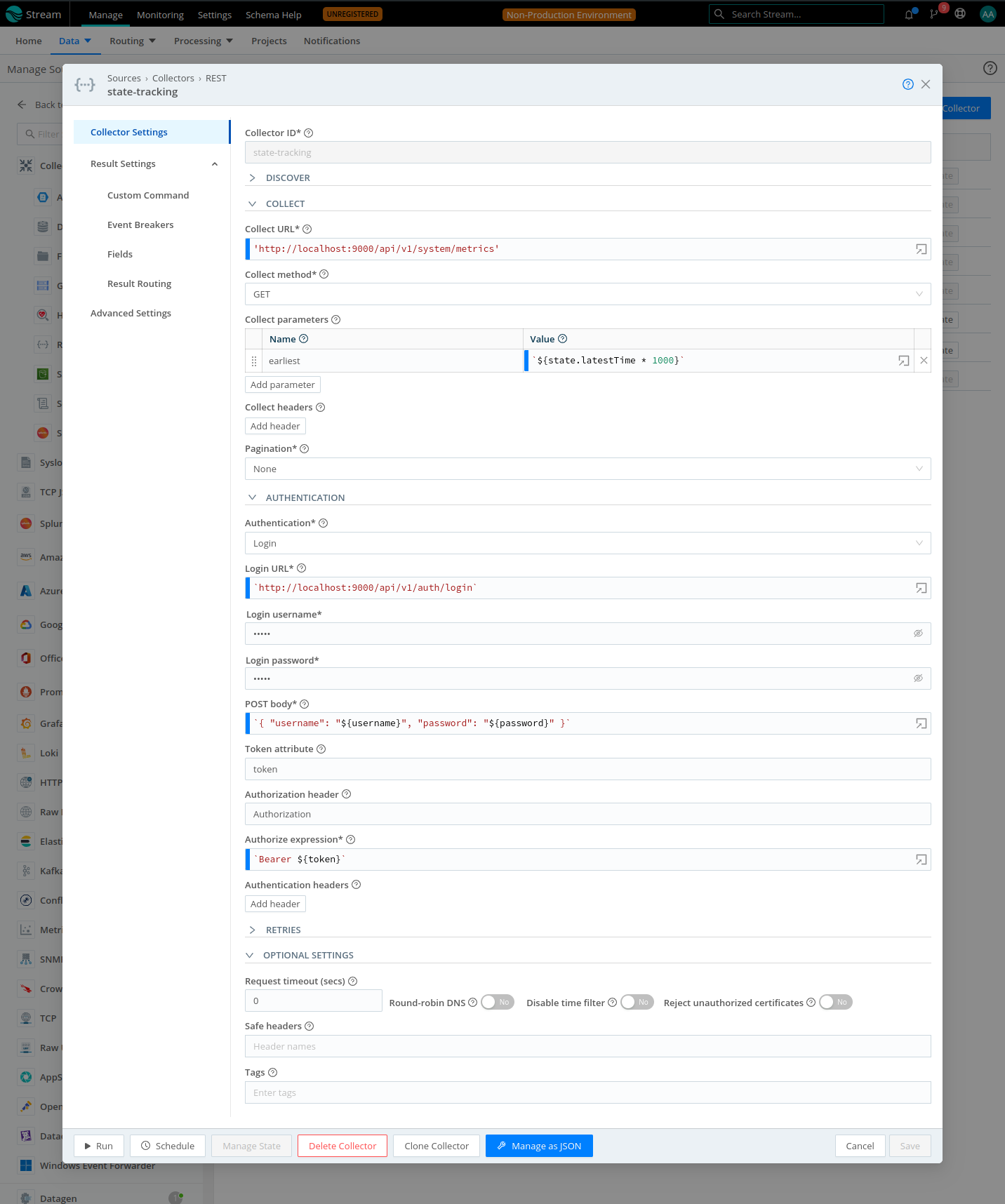 Collector Config - Collector Settings