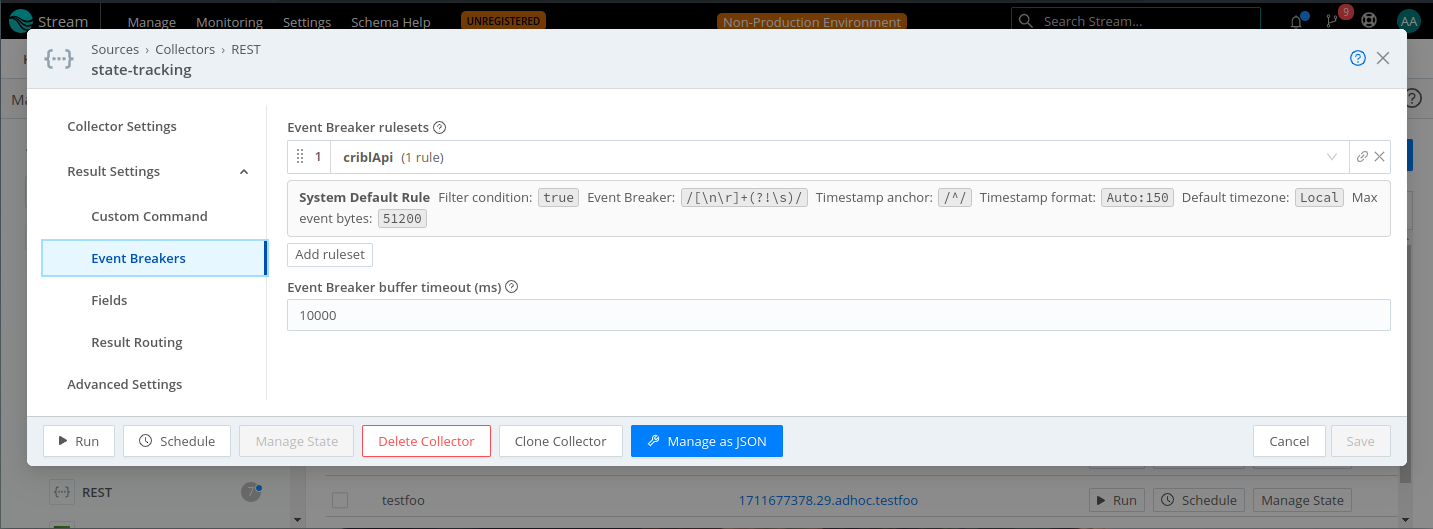 Collector Config - Event Breakers