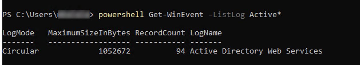 Log Name from PowerShell