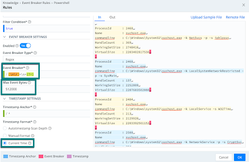 Output with an Event Breaker