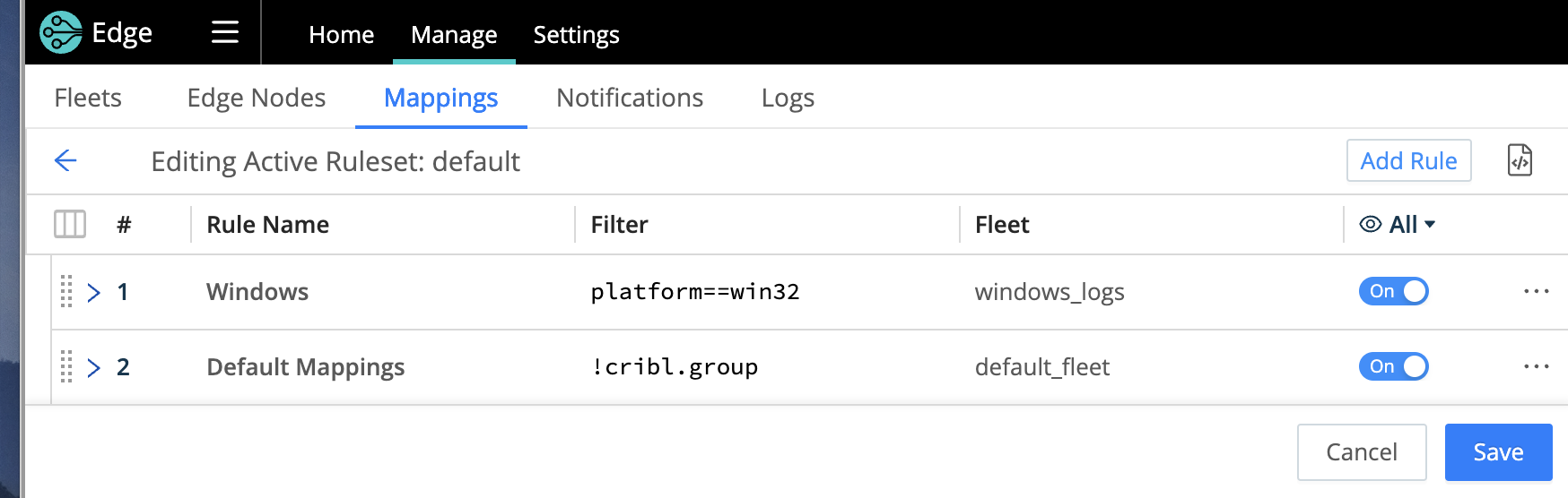 Reorder the Rulesets
