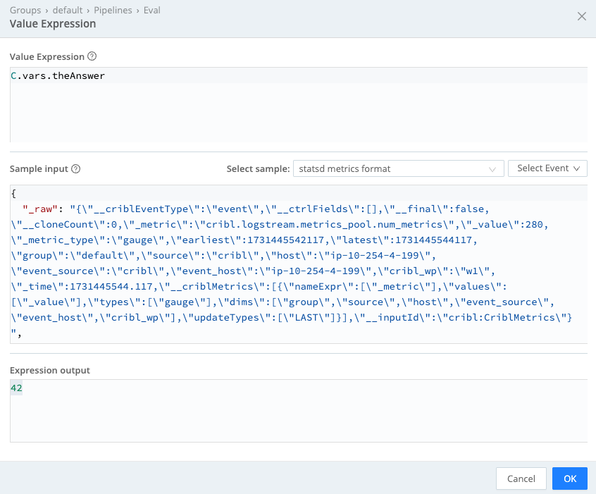 Value Expression Advanced Mode